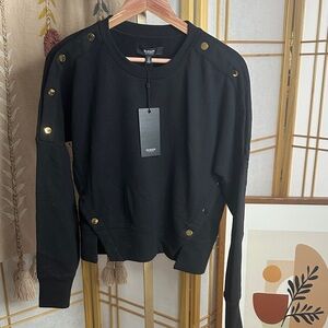 Hudson Los Angeles Black Snap-Detail Sweatshirt | NWT | Size S